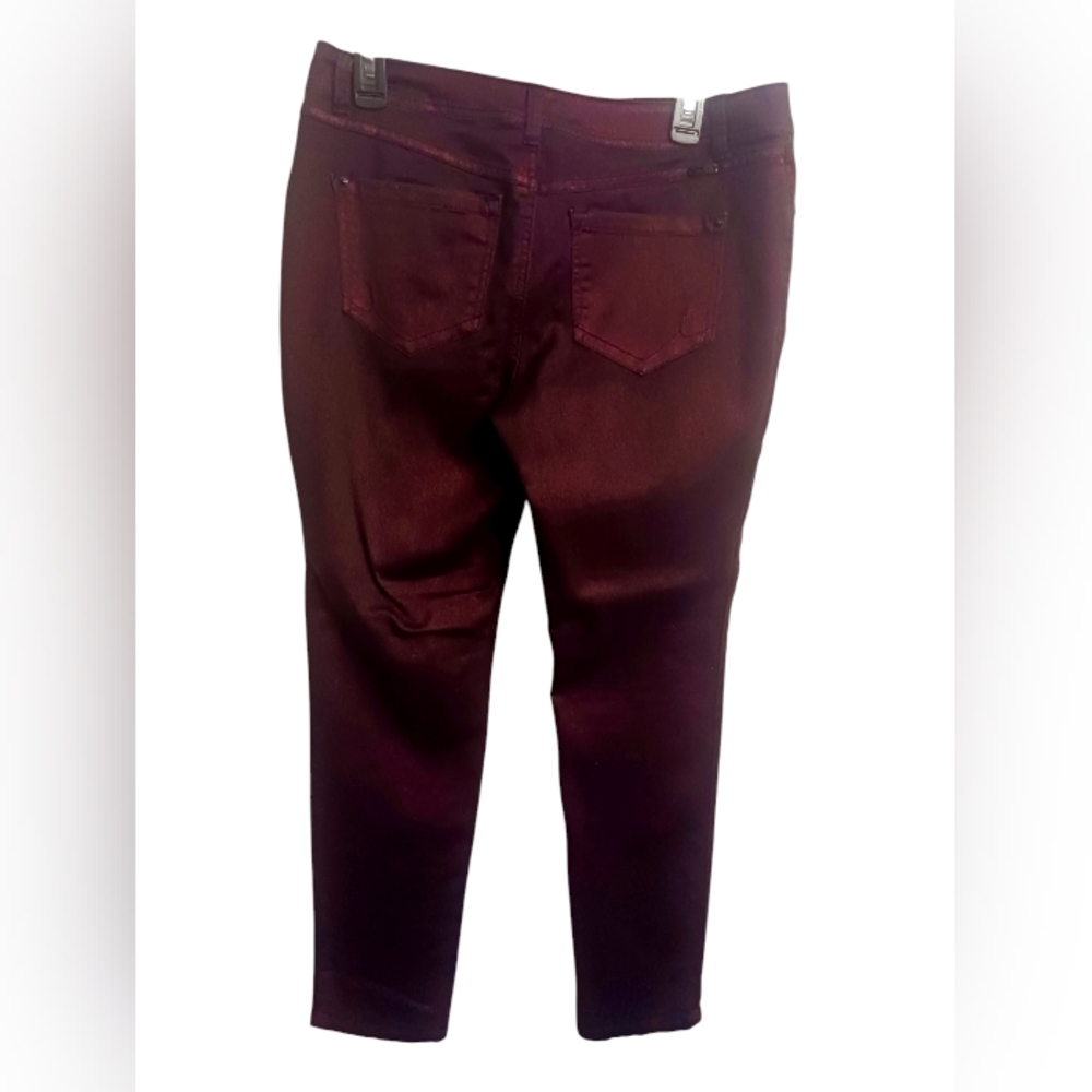 Shimmery Burgundy Denim Skinny Leg Jeans by INC Size 10 - Picture 2 of 2